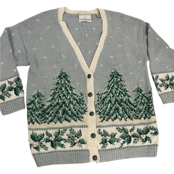 VTG Marisa Christina Christmas Collection 1996 Oversized Ugly Cardigan 0X Tree - Picture 1 of 16
